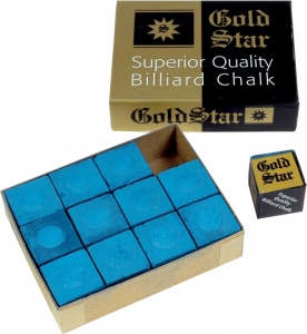 Billiard Chalk Goldstar - blue, 12 pieces