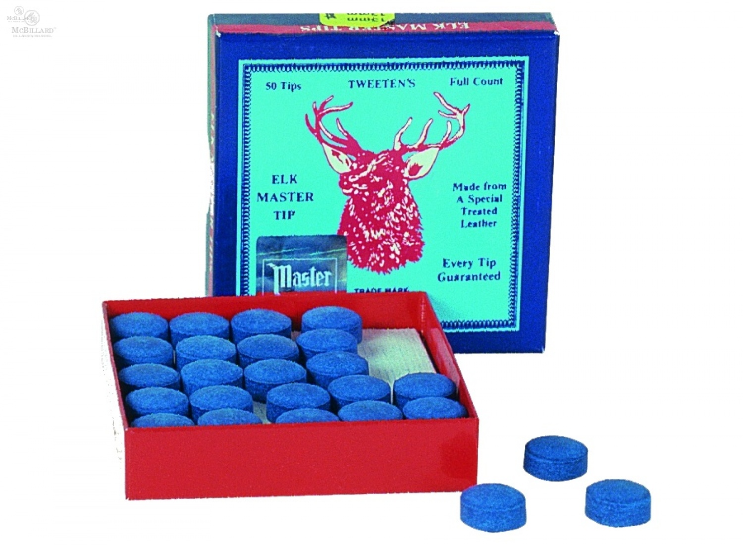 12 mm, 13 mm and 14 mm Tweeten Elk Master Soft Leather Billiard/Pool Cue Tips Box of 50 