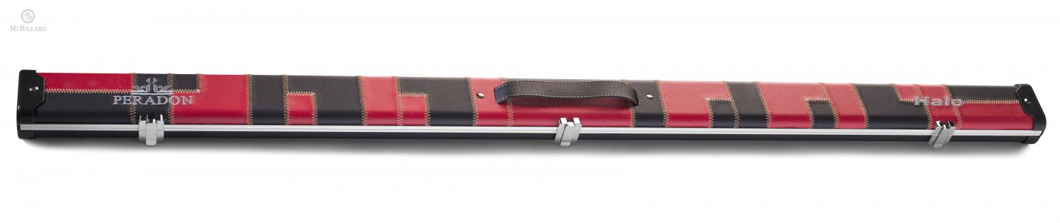 Snooker Case Peradon - Halo - for 3/4 split queues, Black and Red Patchwork